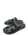 Hermes Noir Chypre Sandals 38