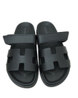 Hermes Noir Chypre Sandals 38