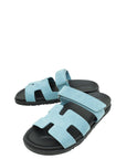 Hermes Bleu Mineral Chypre Suede Goatskin Sandal 38