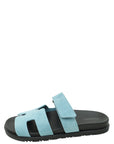 Hermes Bleu Mineral Chypre Suede Goatskin Sandal 38