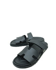 Hermes Noir Chypre Sandals 42