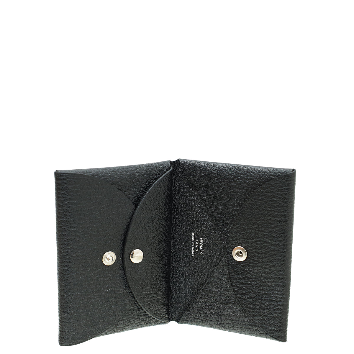 Hermes Noir Calvi Duo Compact Mysore Goatskin Card Holder