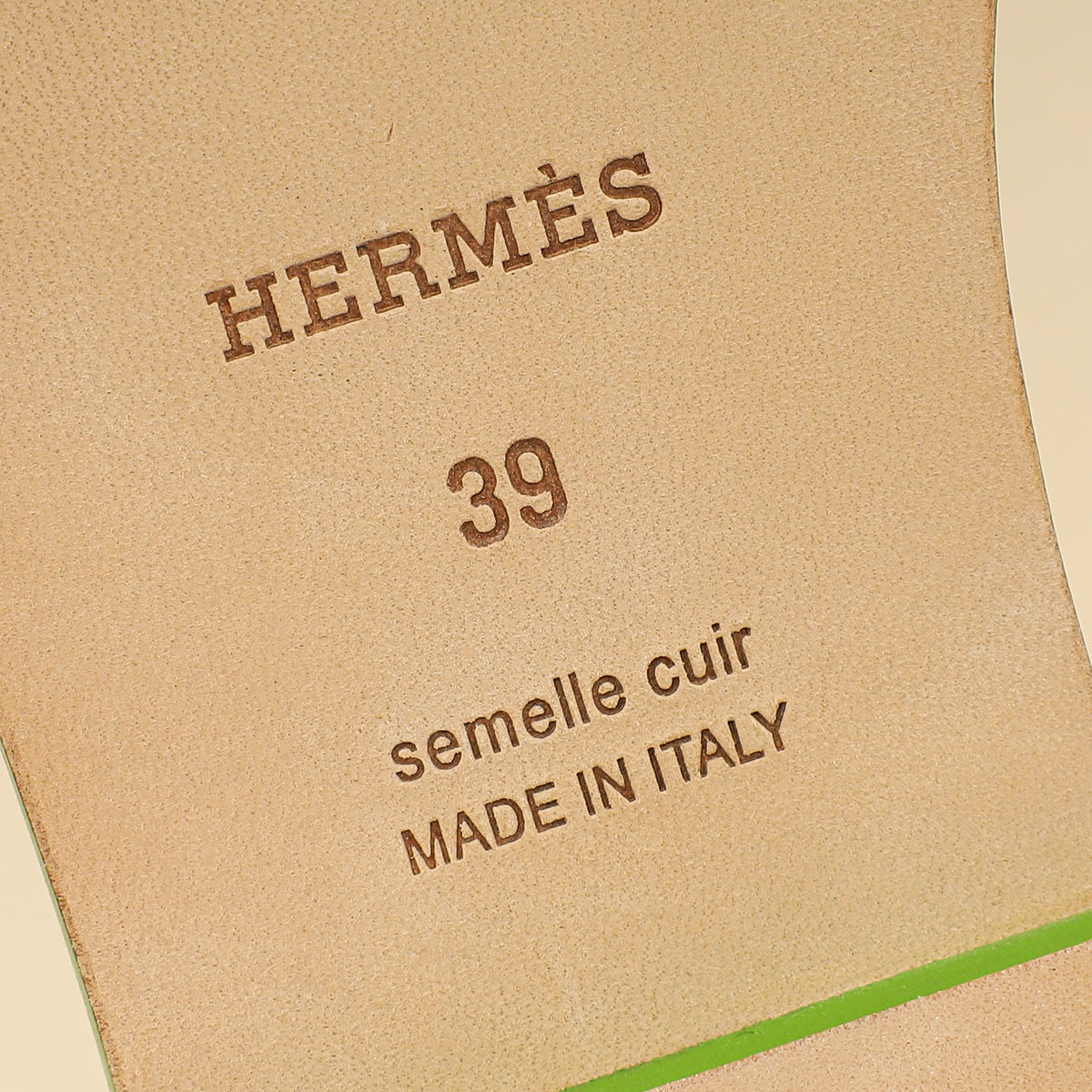 Hermes Vert Absinthe Lizard Oran Sandals 39