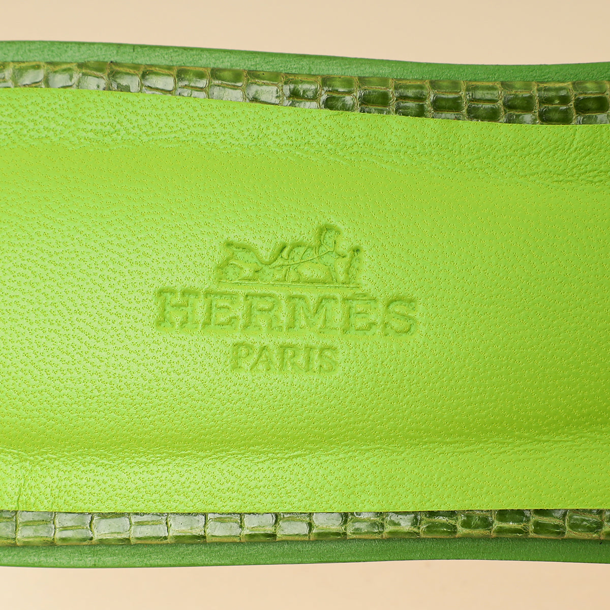 Hermes Vert Absinthe Lizard Oran Sandals 39