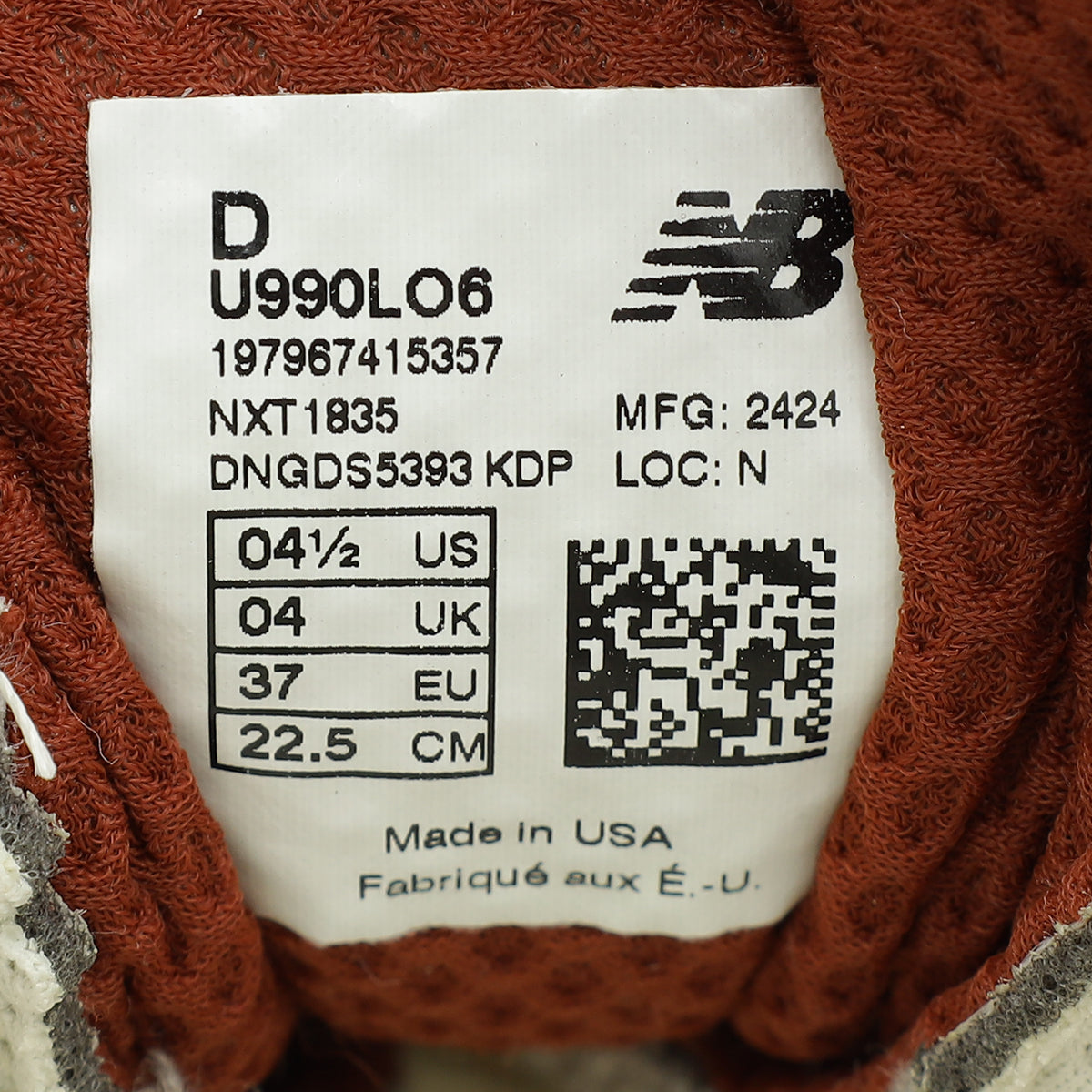 Loro Piana x New Balance Raw Cashew 990v6 Sneakers 37